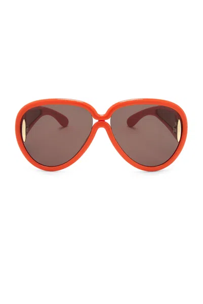 Loewe Shield Sunglasses In Shiny Orange & Brown