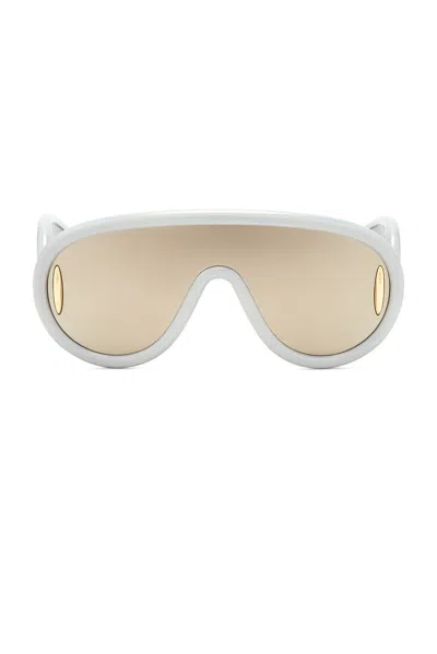 Loewe Shield Sunglasses In White & Smoke Mirror