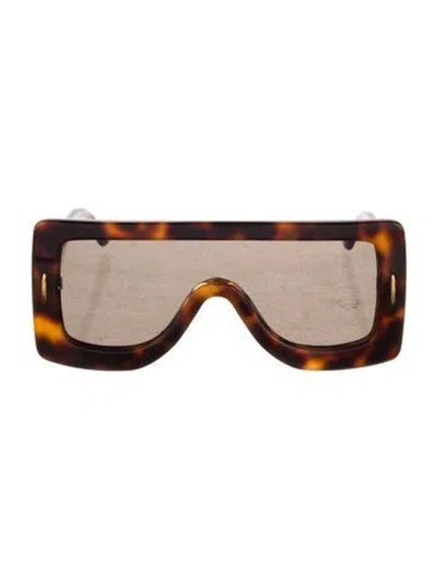 Pre-owned Loewe Shield Tinted Sunglasses In Brown