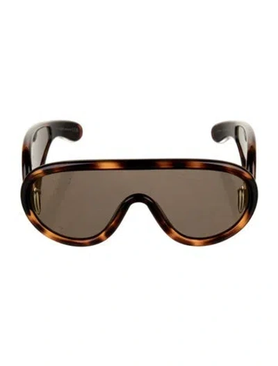 Pre-owned Loewe Shield Tinted Sunglasses In Brown