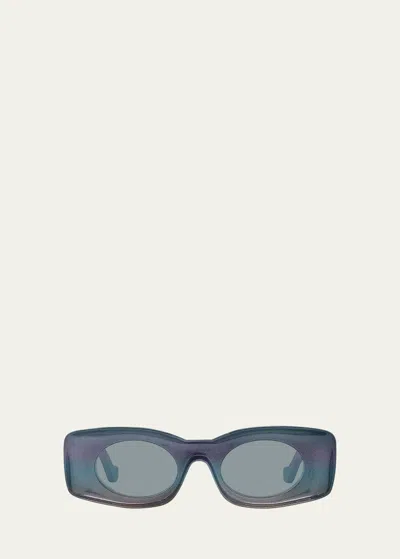 Loewe Shimmery Injected Plastic Rectangle Sunglasses In Blue