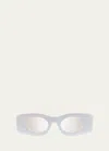 Loewe Shimmery Injected Plastic Rectangle Sunglasses In White