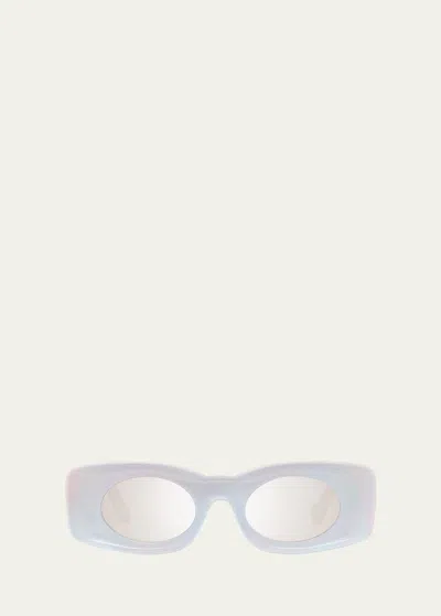 Loewe Shimmery Injected Plastic Rectangle Sunglasses In Whto/smkmr