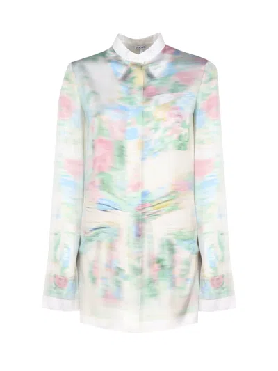Loewe Shirt Crafted In Lightweight Viscose And Silk Satin In Multicolour