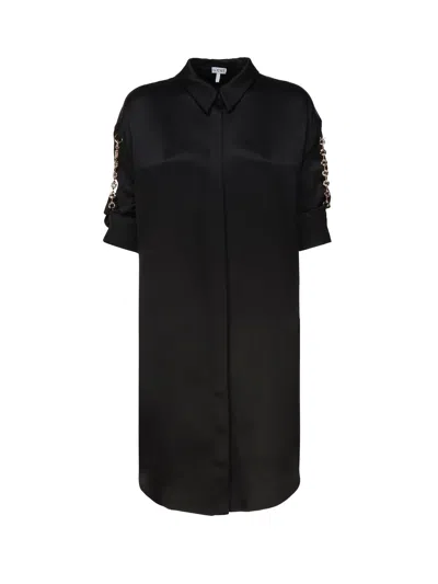 Loewe Woman Black Satin Shirt Dress