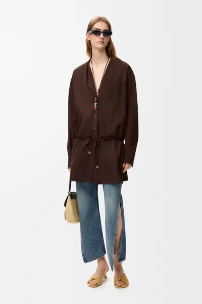 Loewe Shirt Dress In Cotton Size:44 For Woman In Brown