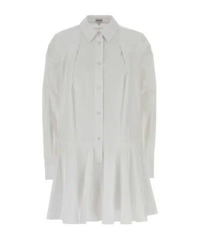 Loewe Shirt Dress In Cotton In White