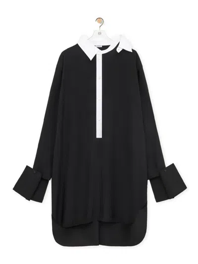 Loewe Shirt Dress In Viscose Blend In Black