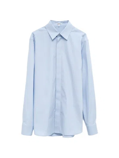 Loewe Lightweight Cotton Poplin Shirt In Blue