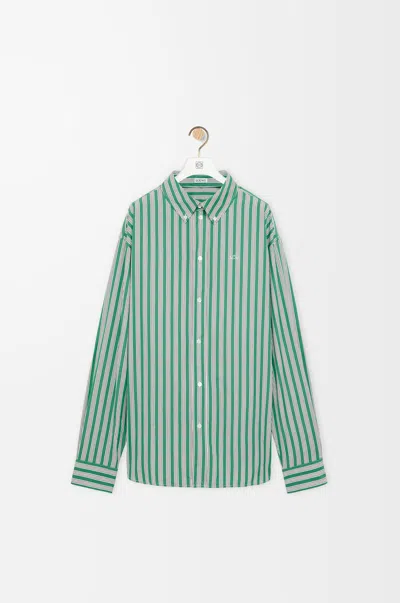 Loewe Striped Long-sleeved Shirt In Green
