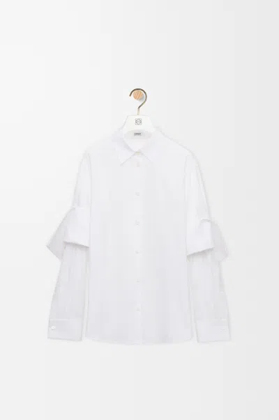 Loewe Relaxed Fit Cotton Poplin Shirt With Extended Length And Cufflinks In White