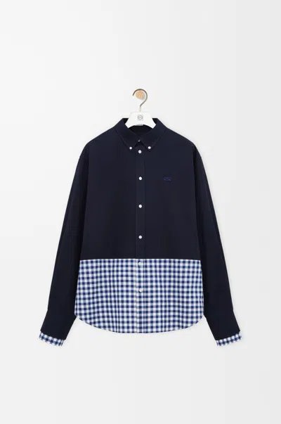 Loewe Lightweight Cotton Twill And Poplin Shirt With A Contrasting Hem In Blue