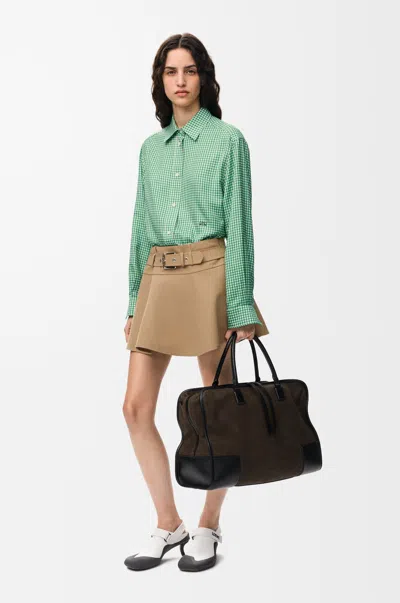 Loewe Embroidered Checked Silk Twill Shirt In Green