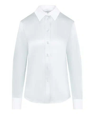 Loewe Long-sleeved Silk Shirt In Blue