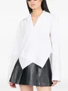 Loewe Asymmetric Cotton Shirt Regular Fit Poplin In White