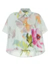 Loewe Short Sleeve Trapeze Shirt In Cotton And Silk In Blue
