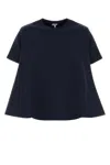 Loewe Cotton Crew Neck T-shirt With Flared Hem In Blue