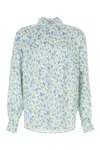 Loewe Men Printed Satin Shirt In Blue