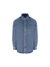 Loewe Long Sleeve Denim Shirt With Chest Pocket In Blue