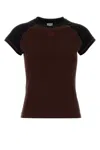 Loewe Cotton Blend T-shirt Featuring Contrast Sleeves In Brown