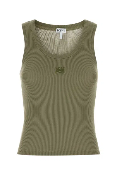 Loewe Silk Tank Top Featuring Ribbed Texture In Green