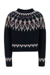 Loewe Stretch Wool Blend Sweater With Patterned Design In Multi