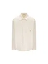 Loewe Men Cotton Shirt With An Embroidered Anagram Logo In White