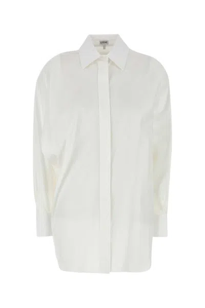 Loewe White Poplin Oversize Shirt In Multicolor