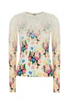 Loewe Stretch Modal T-shirt Floral Pattern In Whitemulticolor