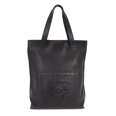 Pre-owned Loewe Shopper Tote Leather Black Leather Tote Bag Bag ()