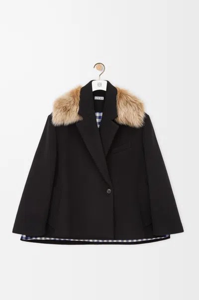 Loewe Short Coat In Wool And Cashmere Size:32 For Woman In Black