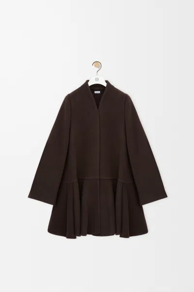 Loewe Short Coat In Wool And Cashmere Size:32 For Woman In Brown