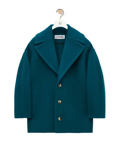 Loewe Short Coat In Wool In Green