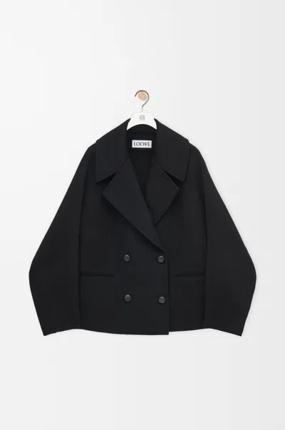 Loewe Wool Double-breasted Short Coat In Black