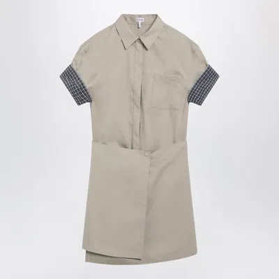 Loewe Short Cotton And Silk Wrap Dress In Beige In Multi