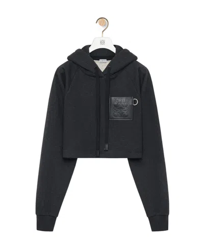 Loewe Short Hooded Sweater In Gray