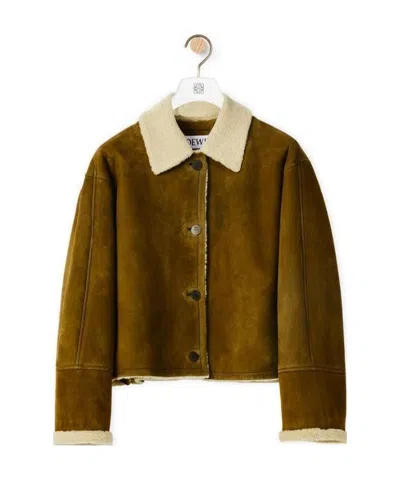 Loewe Short Jacket In Shearling In Brown