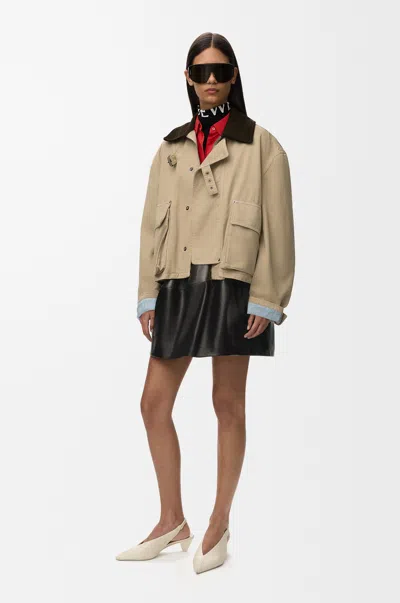 Loewe Short Parka In Cotton Size: 32 For Woman In Beige