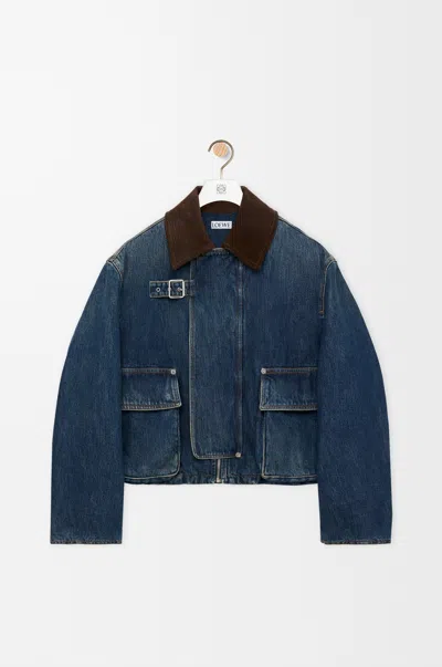 Loewe Short Parka In Denim Size:32 For Woman In Dark Blue