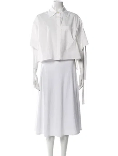 Pre-owned Loewe Short Sleeve Button-up Top In White