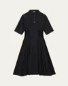 Loewe Short-sleeve Cinched-waist Poplin Midi Shirtdress In Black