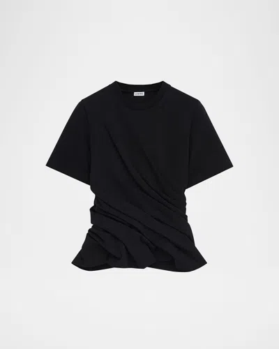 Loewe Short-sleeve Draped Twisted T-shirt In Black