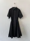Loewe Short-sleeve Cinched-waist Poplin Midi Shirtdress In Black