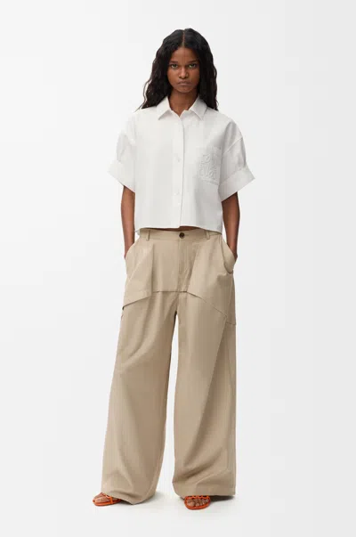Loewe Short Sleeve Shirt In Denim Size: 44 For Woman In White