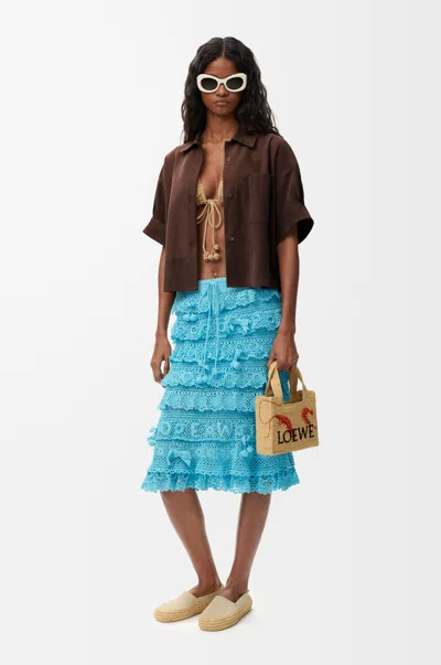 Loewe Short Sleeve Shirt In Suede Leather Skin Size: 40 For Woman In Brown