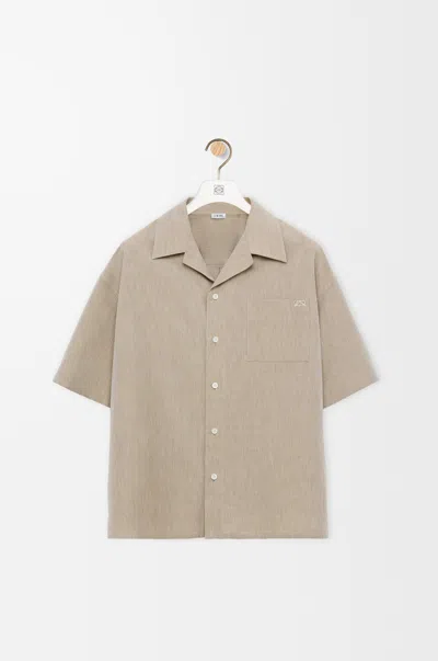 Loewe Short Sleeve Shirt In Wool And Cotton Size: 44 For Man In Neutral