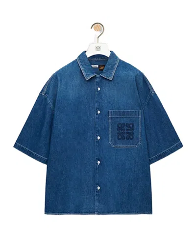Loewe Short Sleeve Shirt In Light Blue