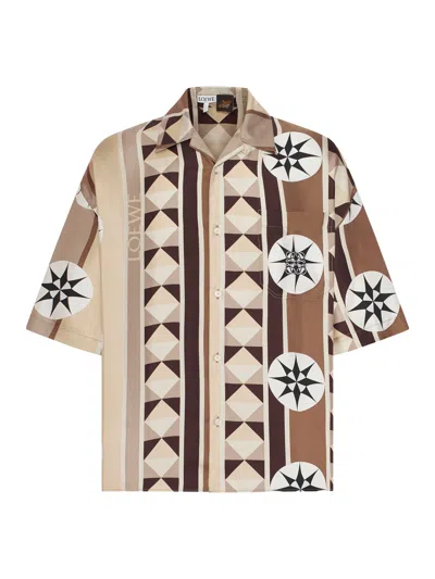 Loewe Paula's Ibiza Oversized Camp-collar Printed Silk-twill Shirt In Neutrals