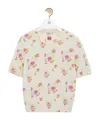 Loewe Cotton-blend Floral Print Short Sleeve Sweater In Neutral