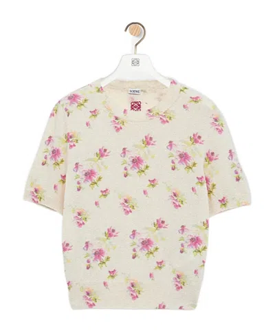 LOEWE LOEWE FLORAL PRINT KNIT SHORT-SLEEVE TOP